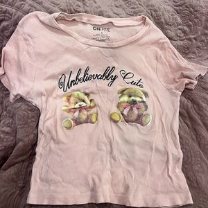 On Fire jrs Light Pink Tee with Bear Graphic